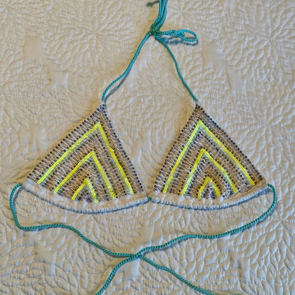 Victorias Secret beaded triangle string bikini top